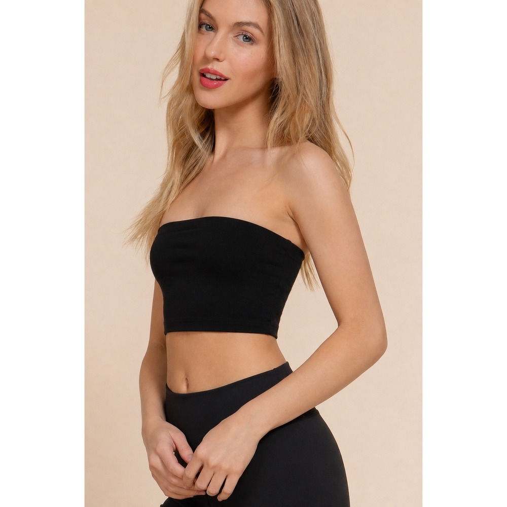 Y2K Tube Top Strapless Going Out It Girl 2000s Party Top Large Cotton Spandex